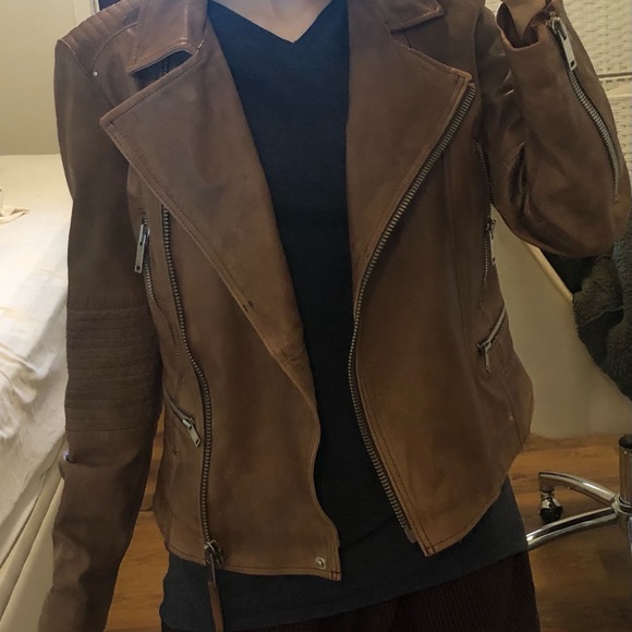 brown mango real leather jacket - Picture 15 of 16